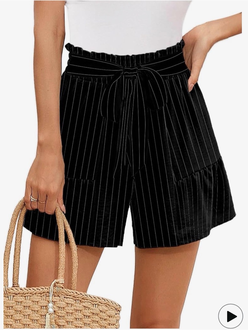High waisted pinstripe shorts